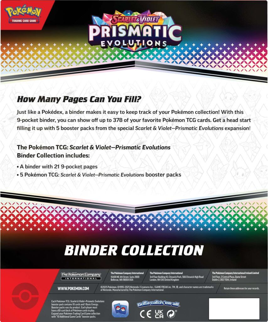 Pokemon Prismatic Evolutions Binder Collection