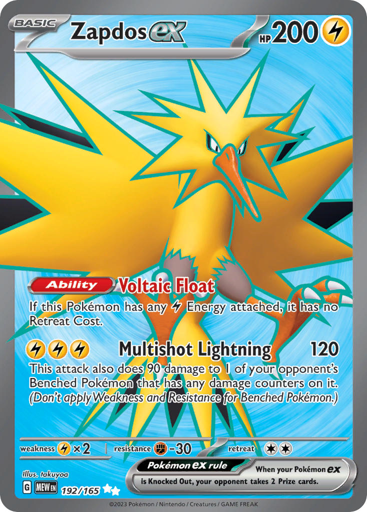 Zapdos ex - 192/182 - Ultra Rare - 151