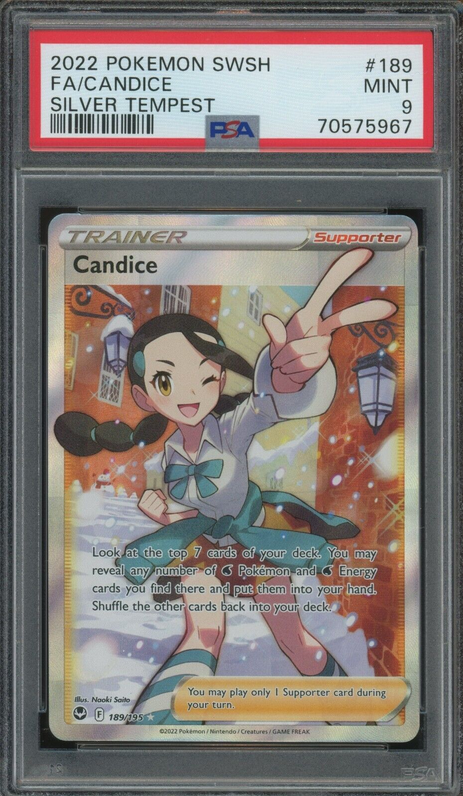 Pokemon Candice Silver Tempest Ultra Rare Full Art #189 PSA 9