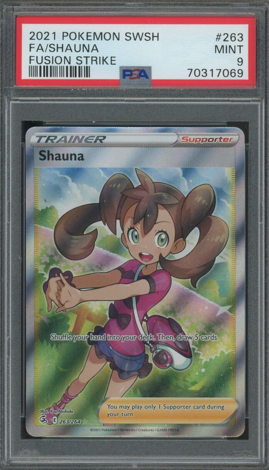 Pokemon Shauna Fusion Strike Ultra Rare Full Art #263 PSA 9 Mint