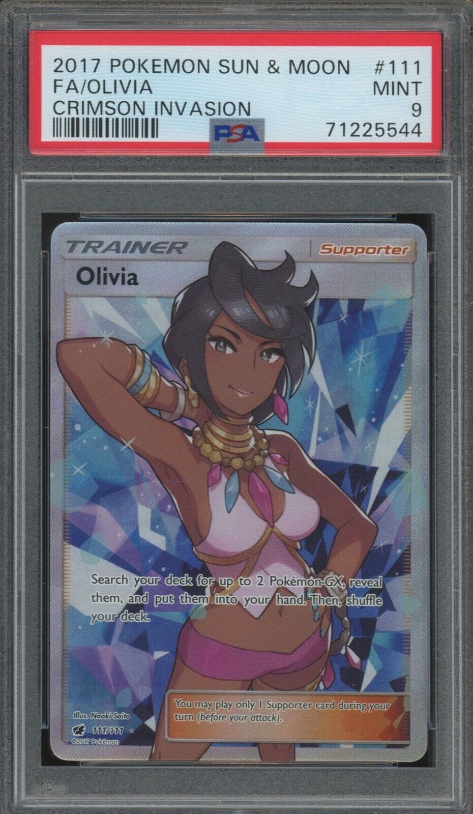Pokemon Olivia Crimson Invasion Ultra Rare Full Art #111 PSA 9
